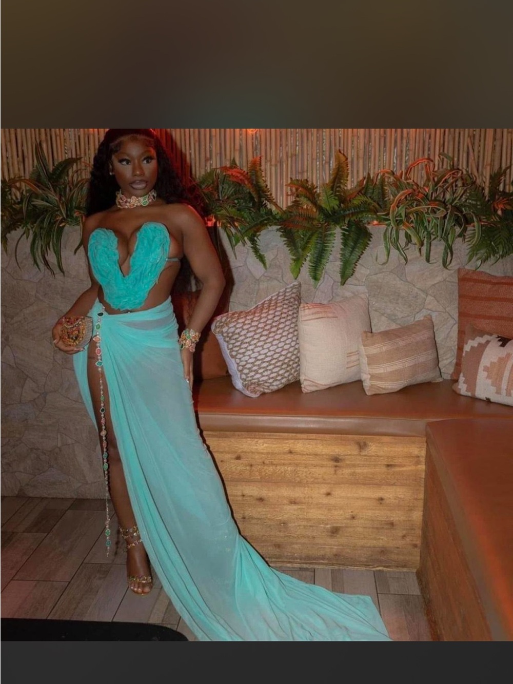 Dvadmnr Jazmin chest plate corset Elegant Turquoise Mermaid-Style two piece